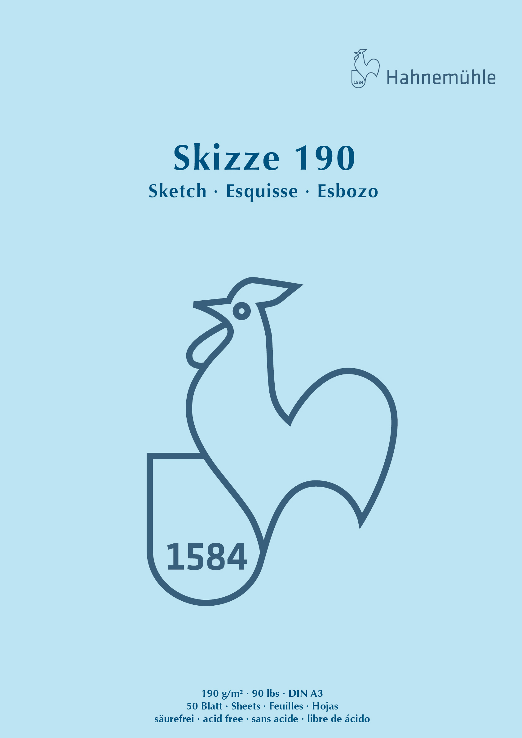 Hahnemühle Blauer Block A3 50 Blatt 190g/m² reinweiß