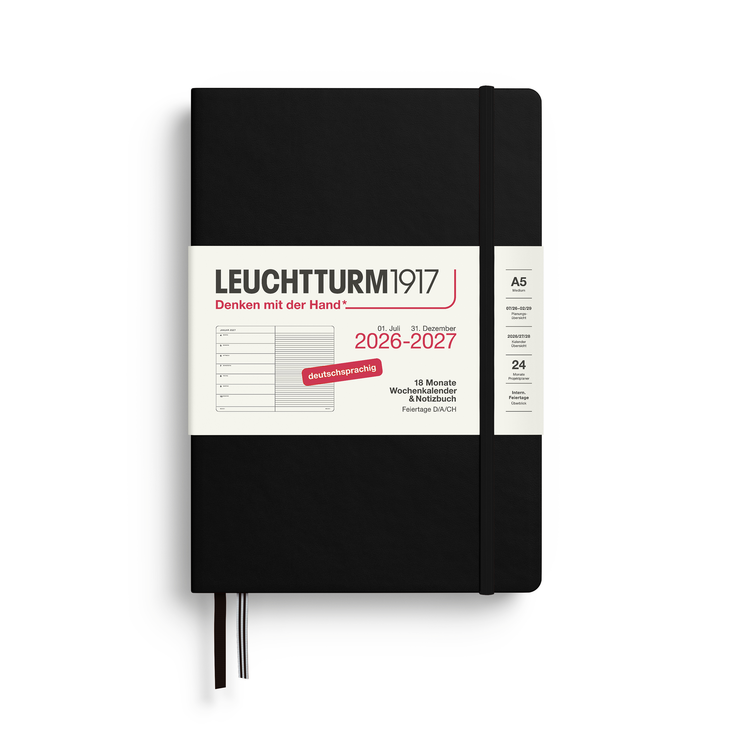 Leuchtturm Wochenkalender & Notizbuch Medium (A5) 2027 18 Monate Deutsch 