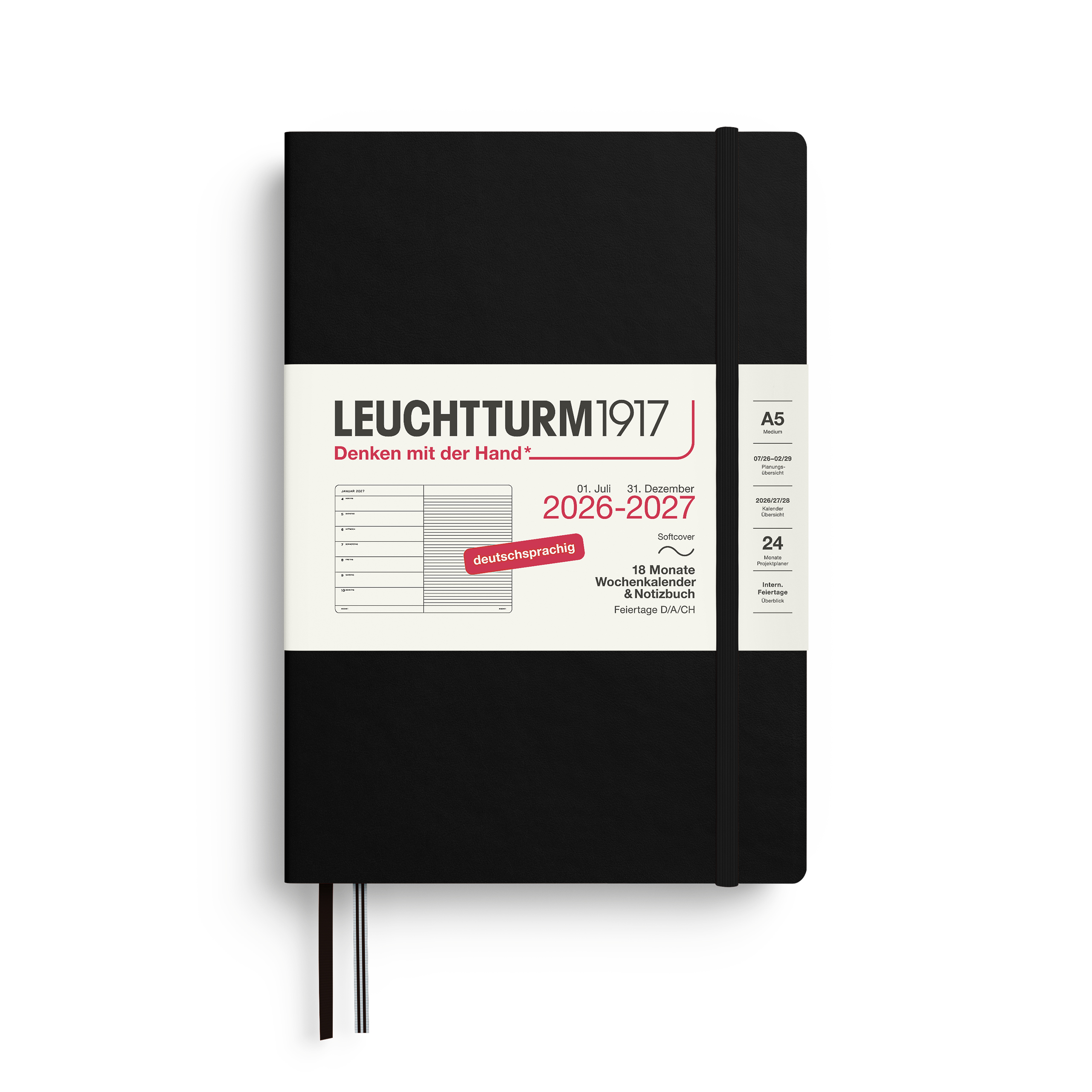 Leuchtturm Wochenkalender & Notizbuch Medium (A5) Softcover 2027 18 Monate 