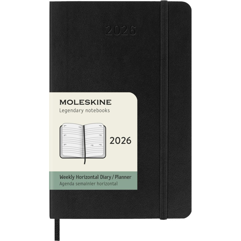 Moleskine horizontaler Wochenkalender 2027 Pocket Softcover Schwarz