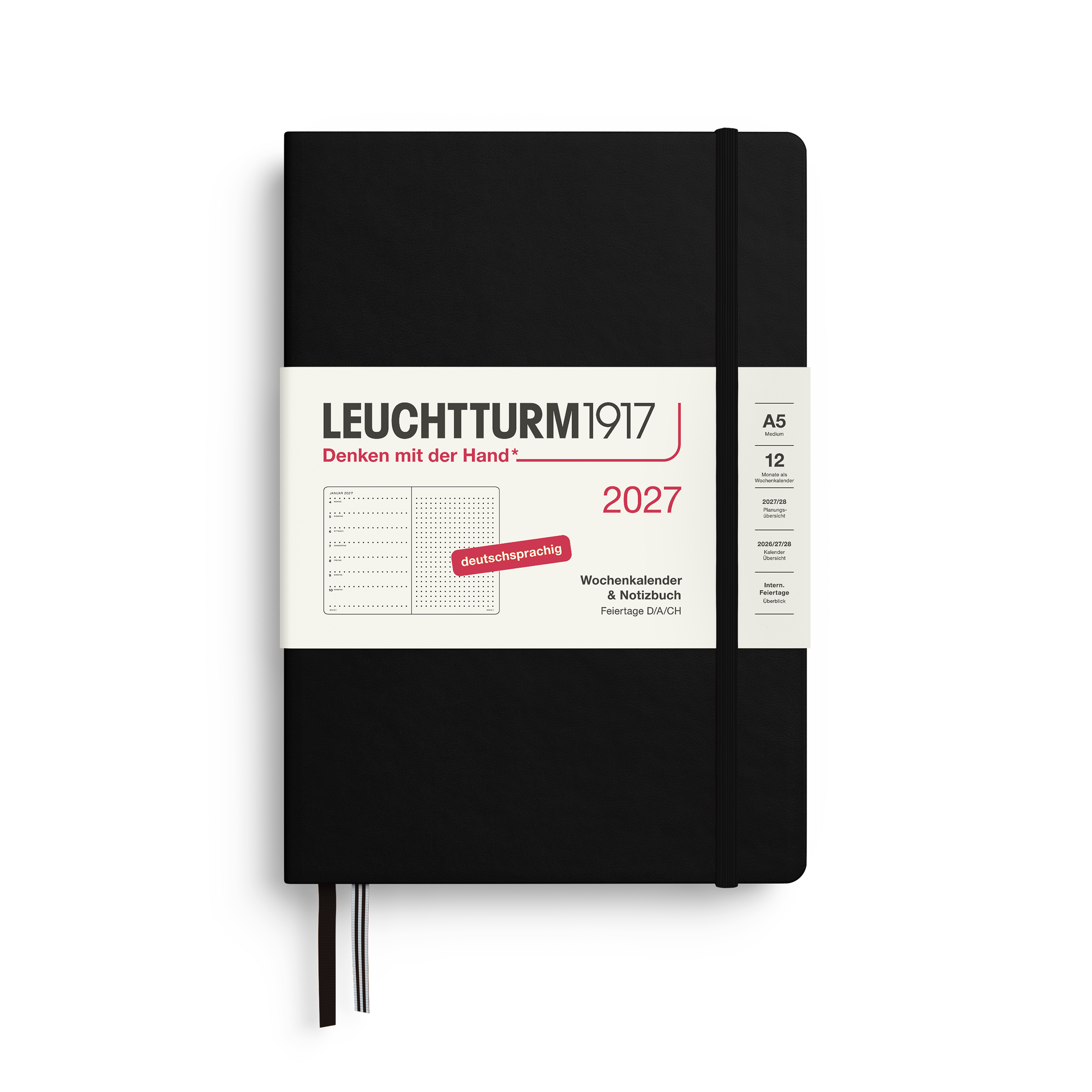 Leuchtturm Wochenkalender und Notizbuch Dotted Medium (A5) 2027 